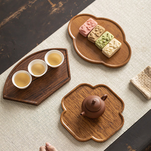 Bandeja de bambú con forma de begonia, plato pequeño para té, postre, frutas, nueces, estilo zen, vajilla china - Product Image 1