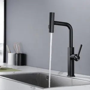 New Design Brass Single Hole Pull Out Waterfall Kitchen Sink Tap Faucet com 3 Função Pulverizador