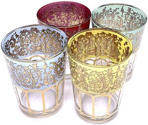 Bicchieri d'oro per acqua, succo di frutta e latte. Mini bicchieri da succo,, bicchieri da festa con stampa colorata, - Product Image 1