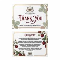 Carte de remerciement personnalisée en papier mat, insert de recette, étiquette de vœux imprimée pour le branding des pots de confiture