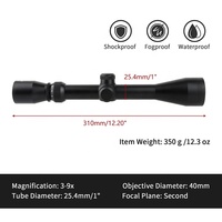 Lunette de visée tactique antichoc Mzj Optics Focuhunter 650G 3-9X40, réglable, pour le sport, la chasse, vente en gros, OEM, en stock