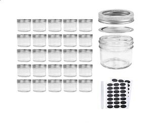 Pot en verre rond à large ouverture vide <span class=keywords><strong>de</strong></span> 8 oz, pot Mason avec couvercle séparé hermétique pour aliments, confiture, miel, cornichons, pot <span class=keywords><strong>de</strong></span> 500 ml - Product Image 2