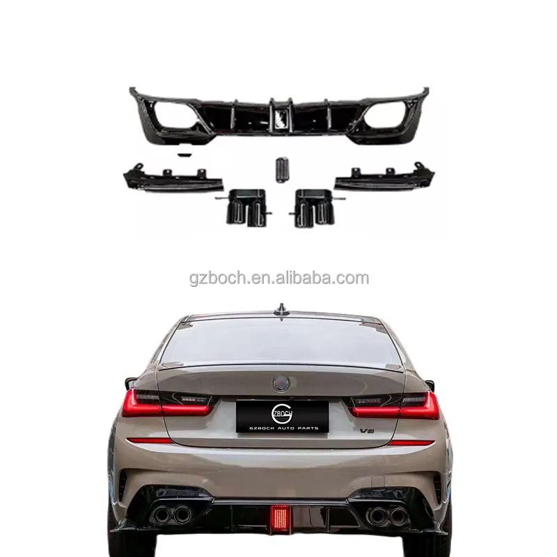 Diffusore LED per 2020 + BMW serie 3 G20 G28 paraurti posteriore labbro di scarico suggerimenti Racing diffusore posteriore auto paraurti labbro