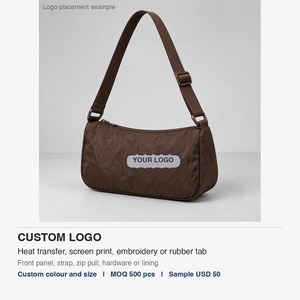 Mini <b>Shoulder</b> <b>Bag</b> Crinkle <b>Nylon</b> Women Lightweight Zip Top 23x14cm Everyday Custom Logo - Product Image 4