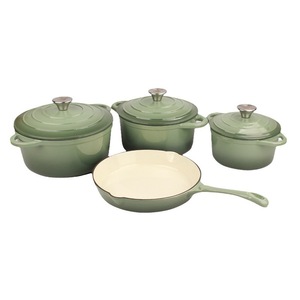 La cocina 7 piece amazo N màu xanh gang men <span class=keywords><strong>Cookware</strong></span> Set - Product Image 3