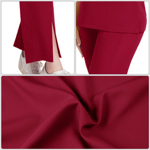 Women <b>Scrub</b> Set Moisture Wicking Knitted Split Uniform Hospital Workwear Solid Color Plus Size S XXL - Product Image 3