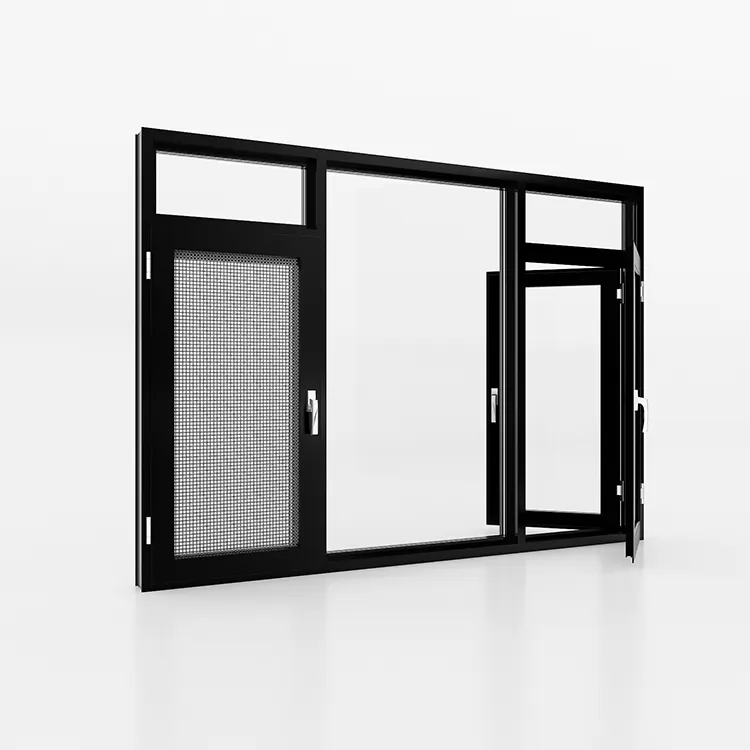 Ventanas de vidrio con espejo, diseño de pantalla de seguridad, ventana francesa de aluminio, precio de fábrica