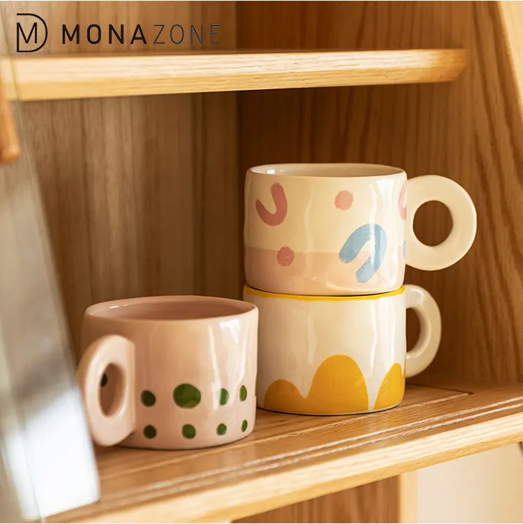 MONAZONE300mlラブリーカラーリングカップクリエイティブコーヒーマグセラミックミルクティーカップ