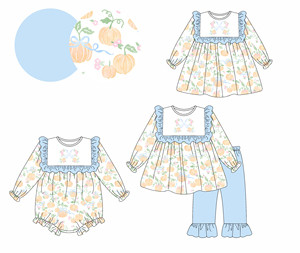 Preorder autunno fiocchi di zucca vestiti per bambini abiti da bambina con volant vestito per bambina pagliaccetto per bambini abbinamenti di vestiti per bambini - Product Image 2