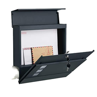 Boîte aux lettres murale extérieure en acier moderne AJF, verrouillable à clé, design américain, pour appartement et usage résidentiel, noire, facile à installer