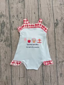 S0515 Maillot de bain personnalisé pour petite fille active, imprimé fleurs bleu clair, ensemble de bain sans manches pour enfants, vente en gros - Product Image 3