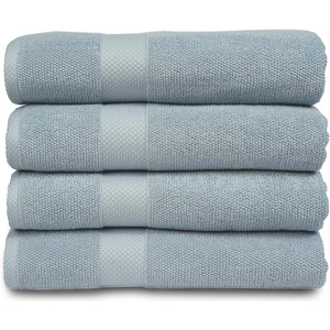 Vente flash - Serviettes de bain d'hôtel en coton 100% écologique, tissées, couleur unie, blanches, de luxe, 70x140cm - Product Image 1