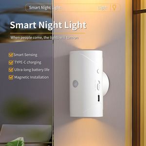 3 Mode Cylinder Magnetic USB Charging Motion and <b>Lights</b> Sensing Smart Night <b>Light</b> Warm White Wall Lamp - Product Image 6