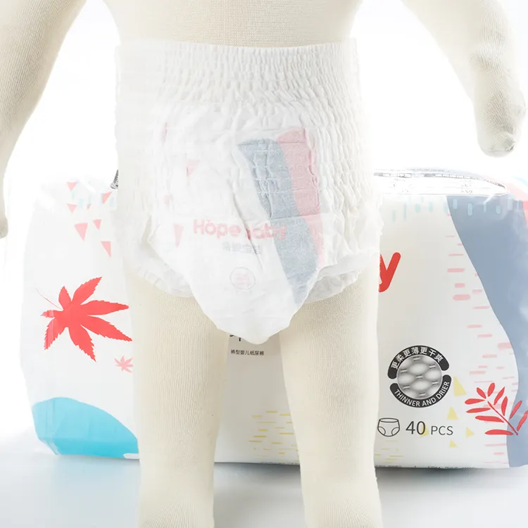 Hopebaby stok Oem Odm Popok Celana Bayi Yang Dapat Diusir bebek pantolon yukarı çekin B sınıfı tek kullanımlık bebek bezi pantolon