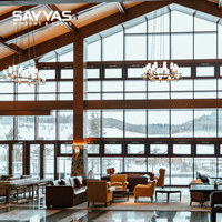Sayyas SCW60 Mur-rideau composite en verre et bois d'aluminium de qualité supérieure, système de vitrage écologique certifié Energy Star, villa moderne