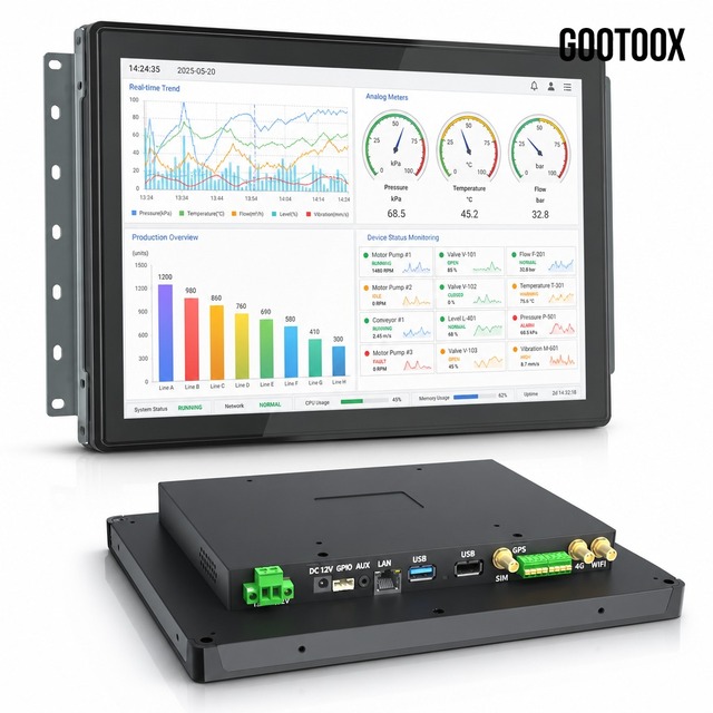 7/10.1/15.6/21.5 Inch Flush Mount Android All-in-One RK3562 RK3568 IPS Energy Power Management SCADA Monitoring Display