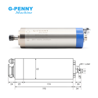 Kit de moteur de broche refroidi par eau G-Penny 800W ER11 D65 110V/220V avec kit d'onduleur QL, moteur de broche CNC