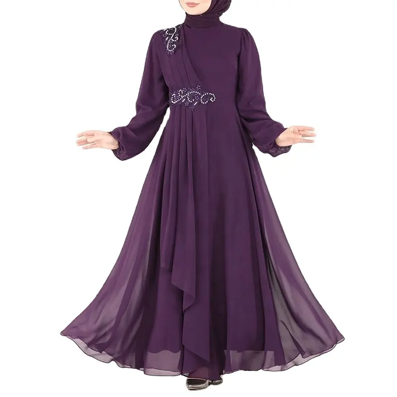 2023 new hot Muslim pearl Evening Gown Modest Evening Dress modest fashion muslim dress muslim evening dresses with long sleeves