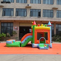 Château gonflable Heyhail de qualité commerciale en PVC couleur marbre, combo toboggan aquatique pour enfants et adultes, logo personnalisé, installation facile 1
