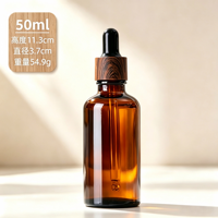 Flacon compte-gouttes gradué en verre ambré vide et rechargeable de 3,4 oz (50 ml) avec tube compte-gouttes pour huiles essentielles et laboratoire