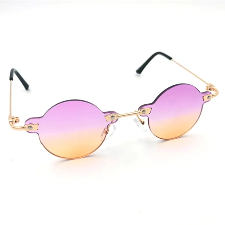 Роскошные солнцезащитные очки металлического цвета без оправы с градиентным розовым круглым uv400 безопасные солнцезащитные очки для детей 2023