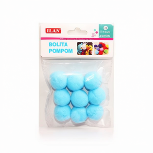 ILAN Pompons 3,0 cm 9 pièces Bleu Lac Fournitures d'artisanat - Product Image 2