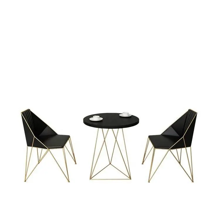 נורדי מוצק עץ שחור שולחן קפה קטן כיכר שולחן תאורת יוקרה משא ומתן פנאי שולחן וכיסא שילוב