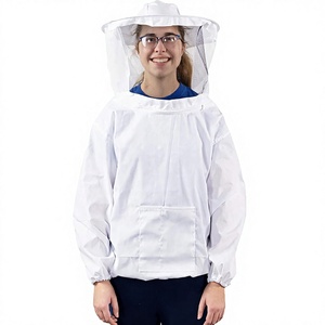 Combinaison d'apiculture blanche avec voile rond, réfléchissante, respirante, coupe ample, manches en polyester, protection de type 2 pour usine et atelier - Product Image 1