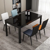 Ensemble de table et chaises de salle à manger rectangulaire minimaliste moderne, pieds en métal, plateau en pierre frittée pour salon