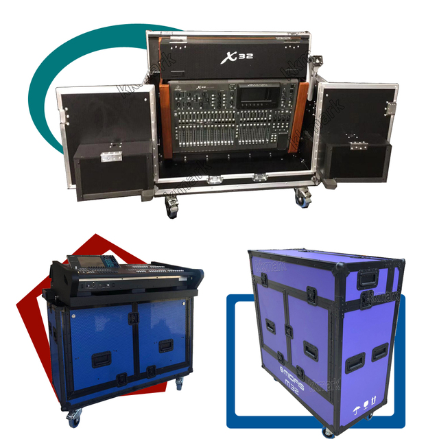 KKMARK Flip Flight Road Mixer Case for Midas M32 M32R Behringer X32 Wing Yamaha Allen Heath QU6 QU7 Mixer Console DJ Controller