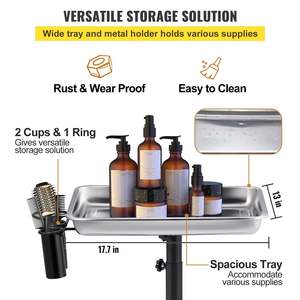 Chariot de salon Vevor en acier inoxydable, hauteur réglable, avec porte-gobelets, pour usage en salon - Product Image 4