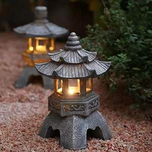 Luz <span class=keywords><strong>LED</strong></span> <span class=keywords><strong>Solar</strong></span> para Jardín al Aire Libre, Linterna Parpadeante, Estatua de Pagoda de Resina IP65, Impermeable para Jardín Japonés, Panel <span class=keywords><strong>Solar</strong></span> de Paisaje - Product Image 3