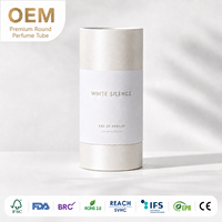Tube de parfum télescopique personnalisé en papier avec dorure à chaud, emballage cylindrique OEM pour parfum, boîte cadeau cosmétique de luxe blanche pour la vente au détail