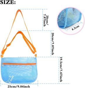 Borse a rete per la raccolta di conchiglie con tracolla regolabile e chiusura a cerniera per bambini, ideali per la spiaggia - Product Image 2