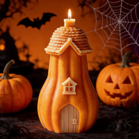 Moule en silicone 3D maison citrouille de qualité alimentaire, idéal pour la fabrication artisanale de bougies et de plâtres DIY pour Halloween et l'aromathérapie - Vente chaude