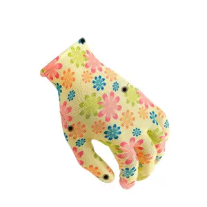 Garden Gloves Lined Nitrile Colorful Cheap Floral Palm Coated Landscaping Planting Flowers SSD Pink Daily HANDDIER
