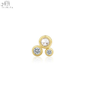 Nouveauté, Produits en promotion : Boucle d'oreille fine en or massif 14K avec diamant naturel taille rose, pour usage quotidien - Product Image 2