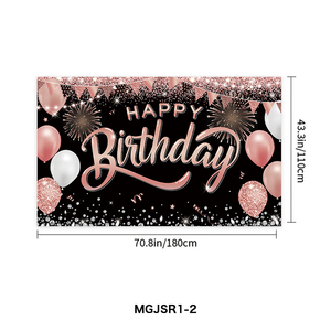 Toile de Fond Joyeux Anniversaire Bannière Affiche Géante en Tissu Scintillant avec Ballons, Fond <span class=keywords><strong>Photo</strong></span> pour Décoration de Fête d'Anniversaire - Product Image 5