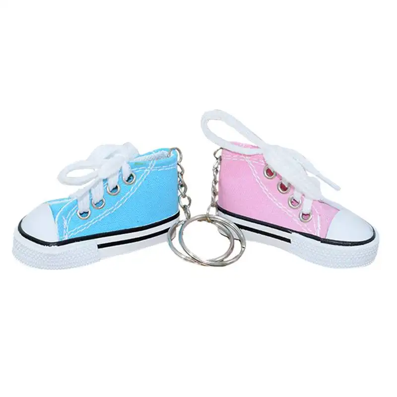 3D 7.5CM Mini sevimli kanvas ayakkabı çin toptan yumuşak PVC Metal Sneaker araba çantası için kutu ile özel anahtarlıklar