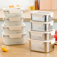 Boîte de rangement pour réfrigérateur en acier inoxydable 304 TIANXING, boîte de conservation pour légumes, fruits et aliments frais, couvercle en plastique, utilisation en cuisine