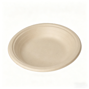 Assiette Ronde en Bagasse de Canne à Sucre Qualité Alimentaire Résistante à la Température 120°C pour Plats à Emporter Préparation de Repas Livraison Micro-ondable Jetable - Product Image 1