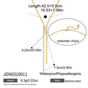 Modische Neueste 18k Vergoldete Edelstahl-Halskette Weiße Zirkon-Kette mit Quasten-Anhänger Lange Y-Kette Wasserdichte Halskette - Product Image 6
