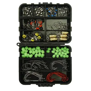 WeiHe 172pcs Fishing Accessory Combo Fishing Tackle Set With Hook Sinker Bead Swivel Split Ring Stopper In Box