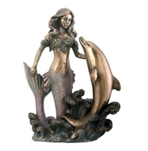 Cheap <strong>Mermaid</strong> with Dolphin Figurine Decoration Statue - Product Image 1