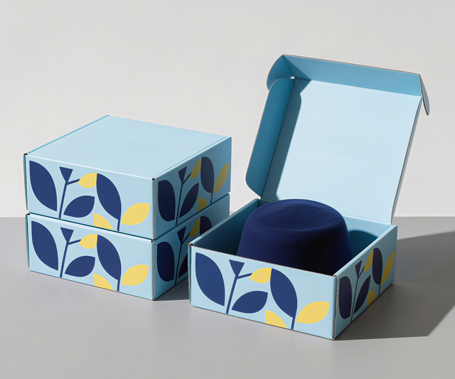 Wholesale Printed Corrugated Shipping Box Blue for Hat Cloth Shoes Packaging Eco Kraft Paperboard Mailer Direct Supply