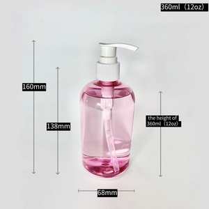 Bouteille vide en PET transparente, ambrée ou verte de 8 oz et 12 oz avec pompe pour shampoing, gel lavant ou lotion pour les mains - Product Image 2