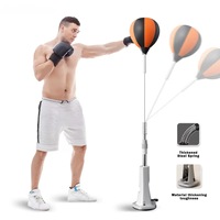 Ensemble de matériel de boxe de fitness professionnel avec sac de frappe sur pied à hauteur réglable, ballon de réflexe et support en cuir durable