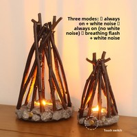 Veilleuse créative à piles intégrées, contrôle par application, motif branche de pierre, LED 3D en forme de branche, effet feu de camp, décoration rétro pour