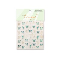 Pegatinas para Uñas con Incrustaciones de Diamantes de Cristal, Estilo Simple Retro Japonés, Mariposa Azul, Modelo 4107, Hecho en China, Superventas