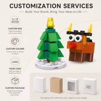 Ensemble de blocs de construction personnalisés en forme de renne de Noël, jouet de construction STEM OEM, mini kit de modèle de vacances, jouets pour enfants en marque privée